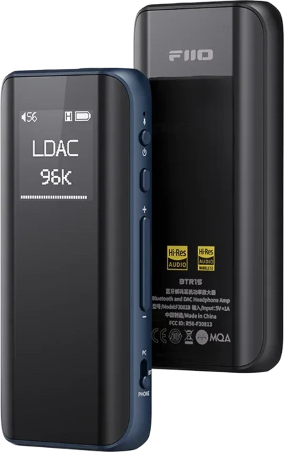 FiiO BTR15 Bluetooth 5.1 수신기 USB DAC AMP 고해상도 헤드폰 앰프 2* ES9219MQ DSD256 LDAC/aptX 3.5/4., 03 BTR15 Blue Case, 1