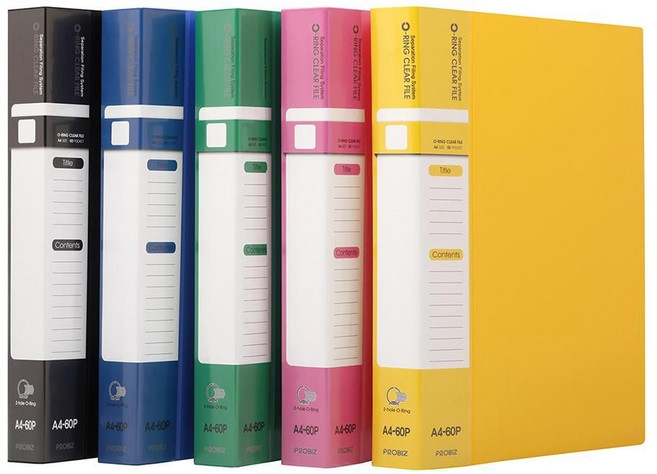 PP 60매 링 컬러 프로비즈 클리어바인더 3공 A4 파일 클리어파일, 흑색