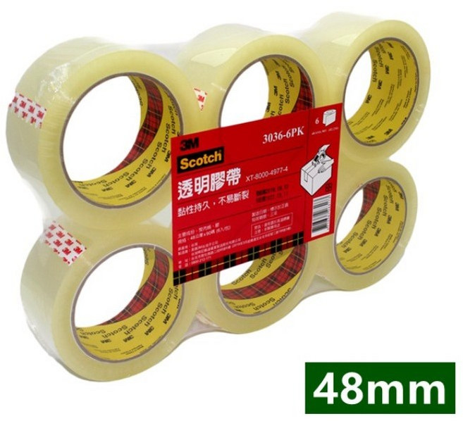 3M Scotch OPP膠帶 48MM*90Y 144捲入 透明膠帶 包裝膠帶 整箱, 透明, 1個