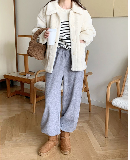 [SML#자체제작#기모]가을 겨울 여성 기모 트레이닝팬츠 밴딩팬츠 기모안감 겨울팬츠 스판팬츠 빅사이즈