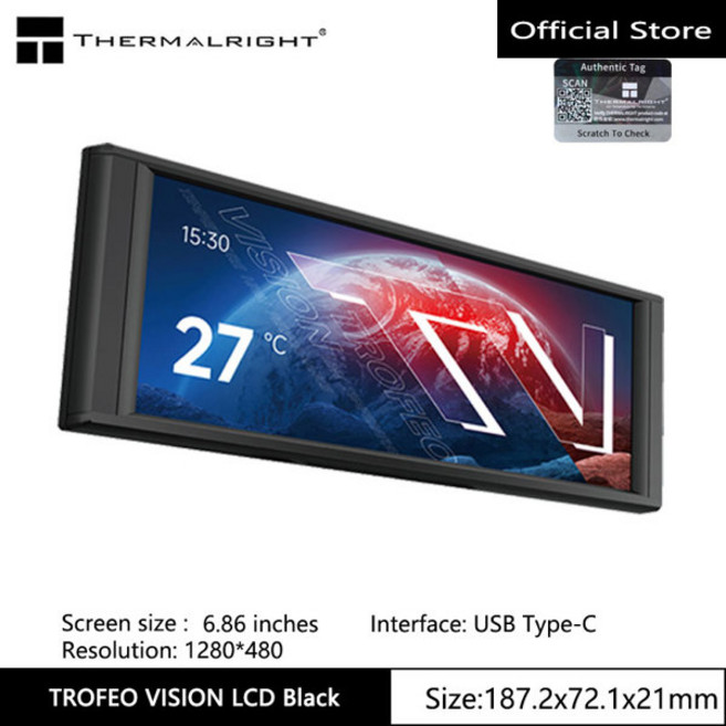 Thermalright TROFEO VISION LCD IPS 풀 컬러 LCD 화면 9.16인치/자석/1920x480 해상도/USB Type-C 포트 디스플레이 화면, [02] 6.86 Black