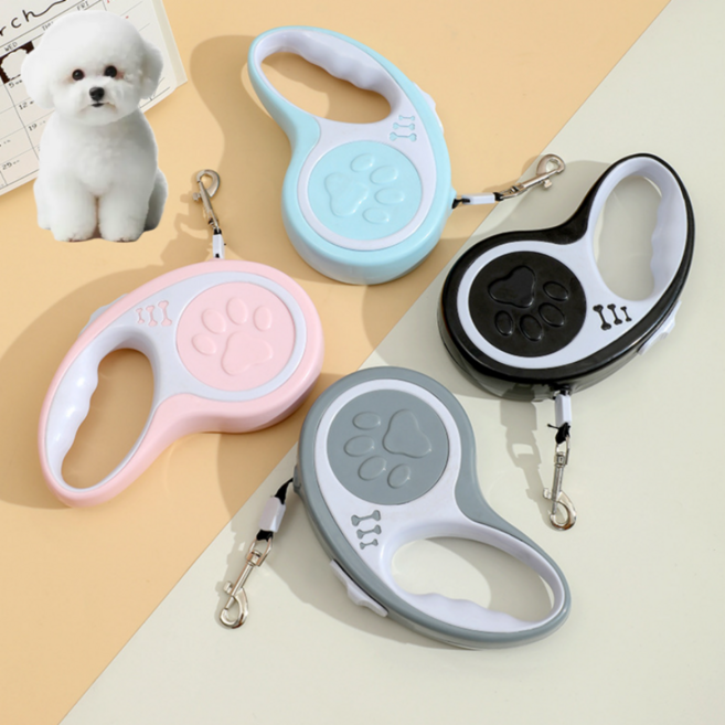 모아빛 강아지 산책 자동 리드줄, 1개, 블루