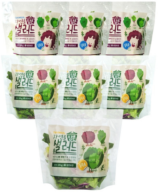 데이밀 자연을담은 샐러드 실속 혼합구성 100g 국내산 야채믹스, 7개, 드레싱없음