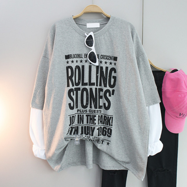 달콩 빅사이즈 남여공용 레이어드룩 봄신상 ROLLING레이어드박스티