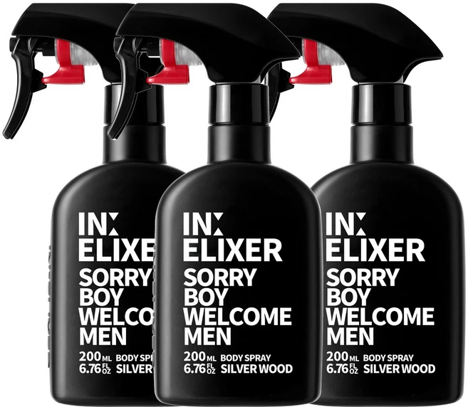 이넬릭서 바디스프레이 남자향수 실버우드, 200ml, 3개 - 쿠팡