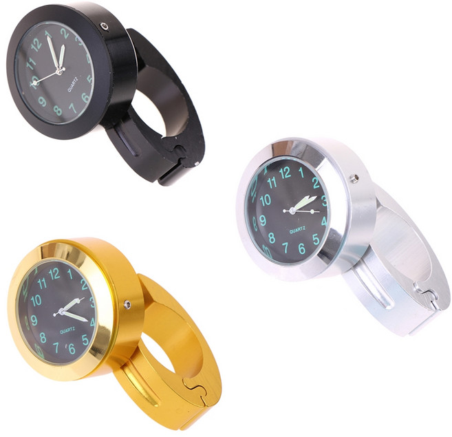 발통마켓 바이크 핸들바 시계 자전거 오토바이 아날로그 거치형 호환, 무광블랙, 1개, 무광블랙