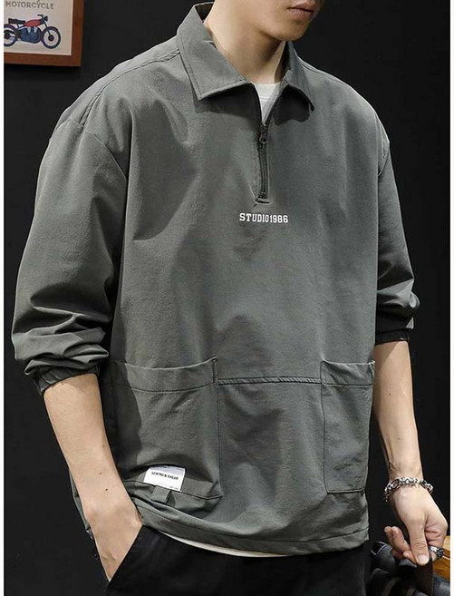 남성 캐주얼 반집업 맨투맨 봄가을 빅사이즈 긴팔 티 바람막이 아웃도어