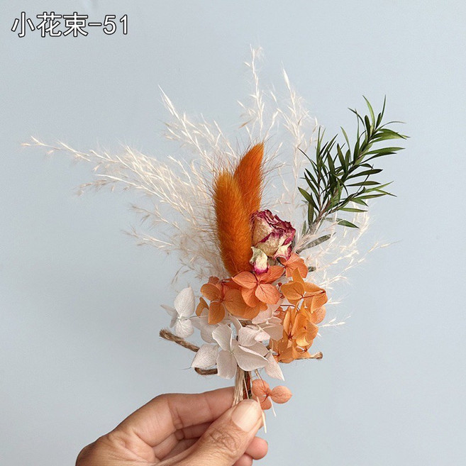 迷你乾燥花小花束卡片禮盒 DIY拍攝道具 薰香片 家居 花瓶 永生花, 橘色秋天(H48-51)