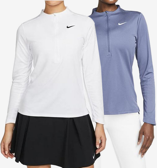 [국내백화점출고] 나이키 골프 드라이 핏 UV 어드밴티지 여성 하프집 탑 긴팔티 기능성