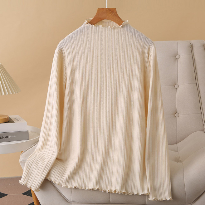 아웃사이즈 OA2520 빅사이즈 여성 가을 겨울 세미 터틀넥 물결 자카드 니트