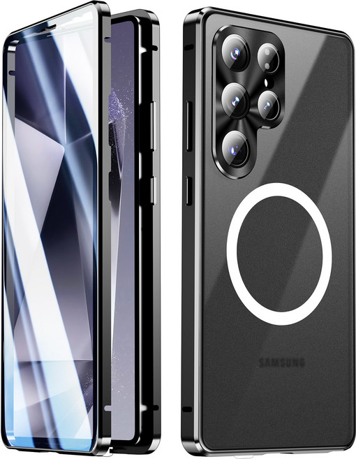 겔럭시 S25 울트라 풀커버 맥세이프 케이스 - 양면강화유리 마그네틱 자동흡착 MagSafe 케이스