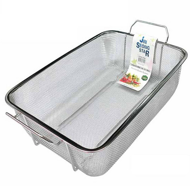 진성스타 양수 바구니 사각 스텐 대형 채반 채망 손잡이 튀김망 사이즈선택