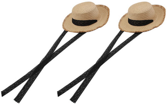 미스21 여성용 왕골 리본 라탄 밀짚 모자 2개 세트 (ot394)