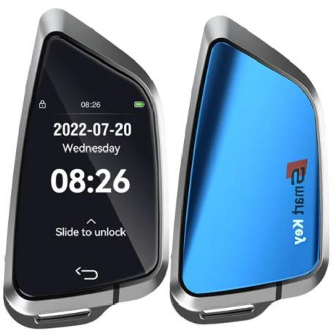 스마트키 자동 LCD 디지털 키 포브 범용 수정 스마트 원격 자동차 키트 키리스 고 포함, 은, 1개