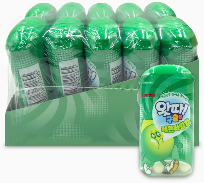 롯데 왓따! 구슬껌 레몬라임향 15g, 10개