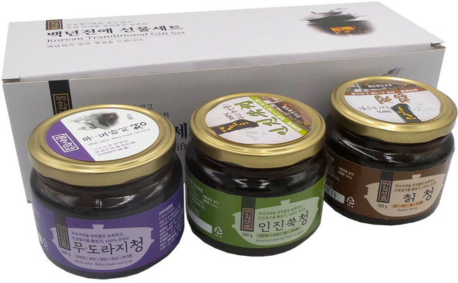의령황새골 전통 수제청 3종 세트, 3개, 500g