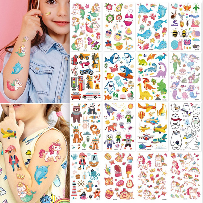 (KC인증) 포우니 어린이 타투 시리즈 믹스 타투파티 16장세트, 1개