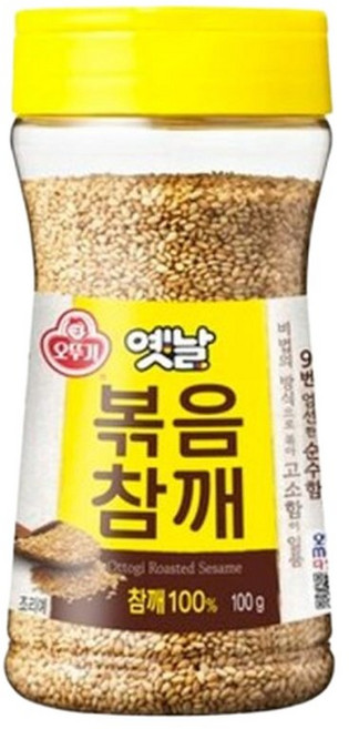 오뚜기 옛날 볶음참깨 100g X 5개/볶은/통깨/볶음/참깨/참께/볶음깨/수입산깨/볶은깨/깨소금/통참깨/가정용, 5개