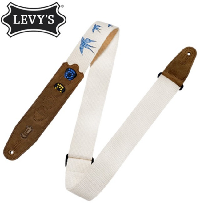 레비즈 면 기타스트랩 멜빵 LEVIS blue bird 피크홀더 스트랩 MC8UPH-006, 1개