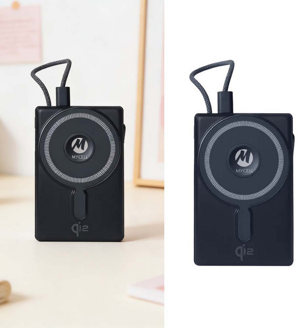 MYCELL Qi2 準固態防爆行動電源, 黑色, 準固態電池 自帶線磁吸式無線充電 行動電源