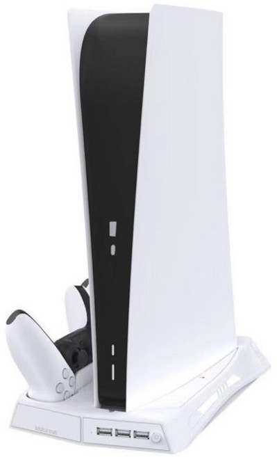 PS5전용 충전 쿨링스탠드 디스크 버전 디지털 버전 공용 쿨러 컨트롤러 충전거치대, 화이트, KJH-P5-010-2 충전 스탠드 거치대, 1개