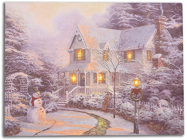 Thomas Kinkade 크리스마스 전날 밤 캔버스 휴일 LED 사인 40.6 x 30.5cm(1