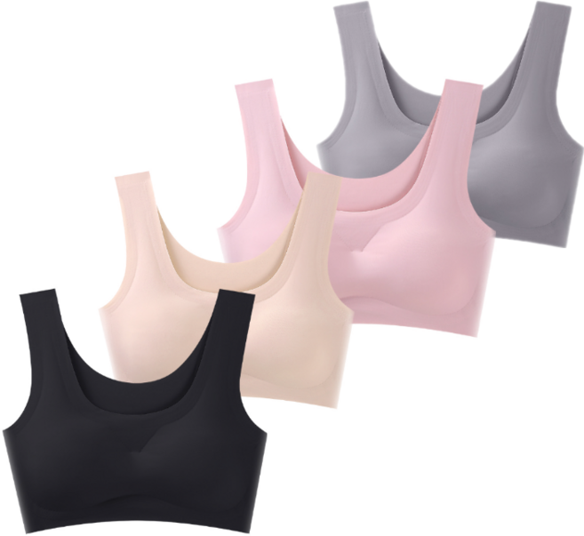 심리스 브라 노라인 노와이어 누디 브라탑 4P