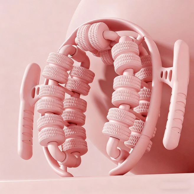 HERON 28롤 환형 종아리 마사지기 다리 근육 이완 롤러 다이어트 요가 붓기 빼기, 핑크색, 1개