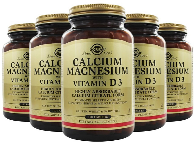 [정품 미국 직배송] 솔가 칼슘 마그네슘 비타민 D3 150정-5개(타블렛) Solgar Calcium Magnesium with Vitamin D3, 750정, 1세트