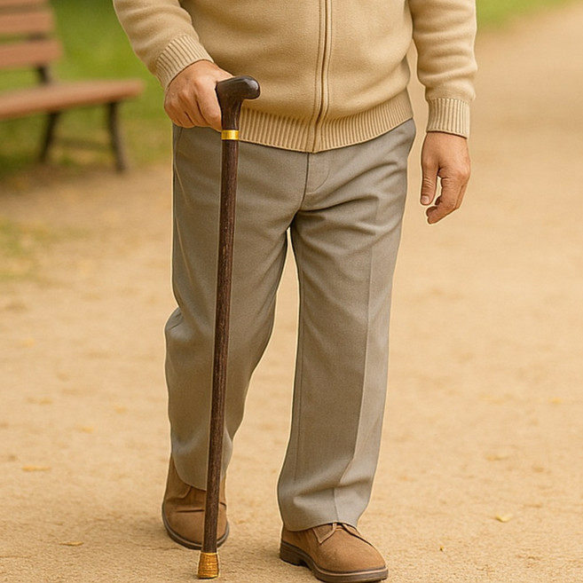 굿띵어스 고급 원목 미끄럼방지 지팡이, 갈색, 1개