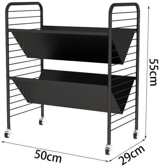 책꽂이 낮은 이동식 책장 틈새 거실 책상위 북웨건 트롤리 선반 북카트, 1단, 5. 블랙 2단
