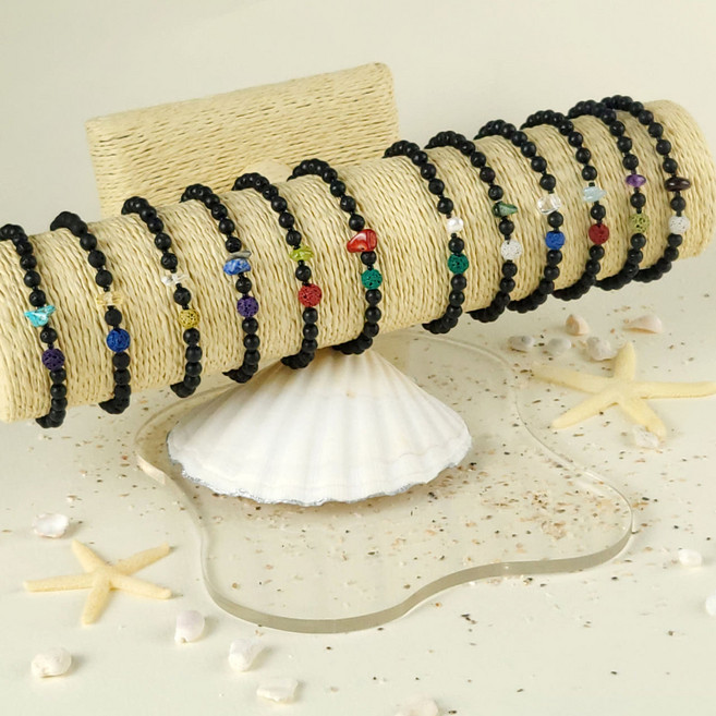 우정팔찌 커플팔찌 제주 화산석 탄생석 팔찌