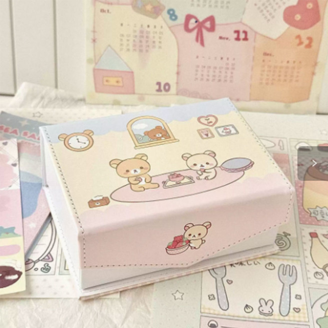 초코링샵 시크릿 포토 정리함 스티커 다꾸 용품 보관 수납함 1개, 몽글몽글곰돌이티타임
