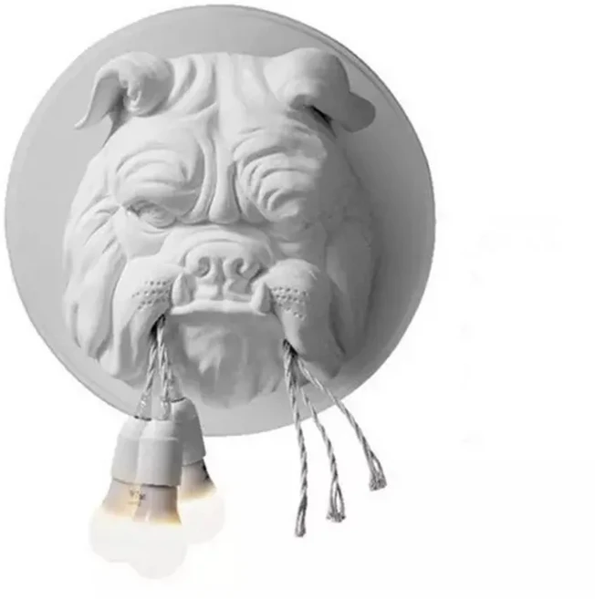 Karman 암스테르담 동물 벽 램프 송진 개 헤드 욕실 침대 옆 조명 배경 미적, 02 White 25x41cm