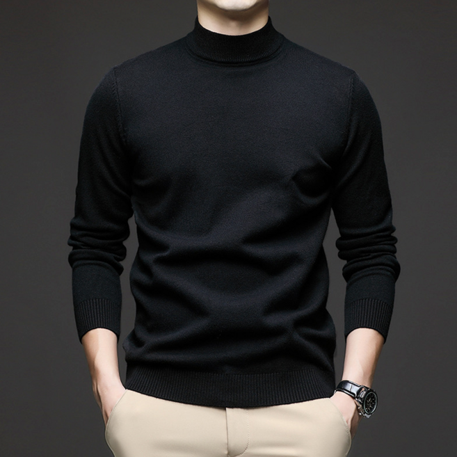 TIMEPURE 남성 봄 가을 솔리드 반폴라 슬림핏 스웨터 고급 패션 이너 니트 캐주얼 비즈니스 통근복 라운드넥 따뜻한 보온 상의