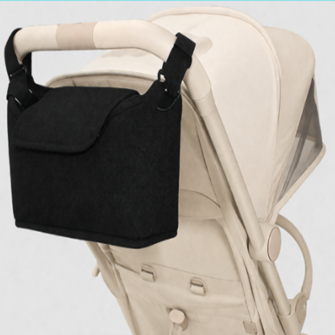 모와다온 기저귀 유모차 정리 수납 가방, 1개, 블랙