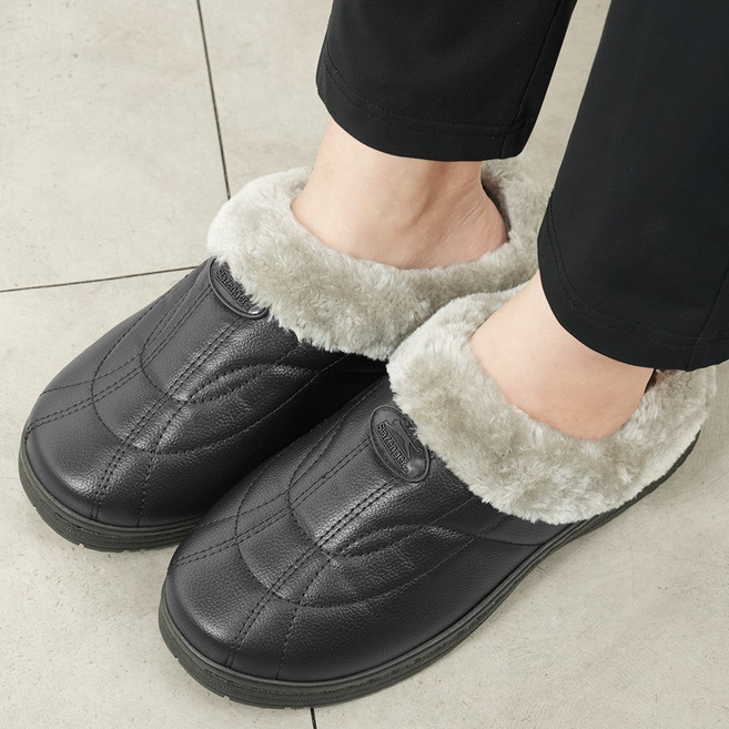 SSOOSS 겨울 슬리퍼 털 슬리퍼 커플 방한화 기모 사무실 슬리퍼 따뜻한 미끄럼방지 효도화 AW16Y2S