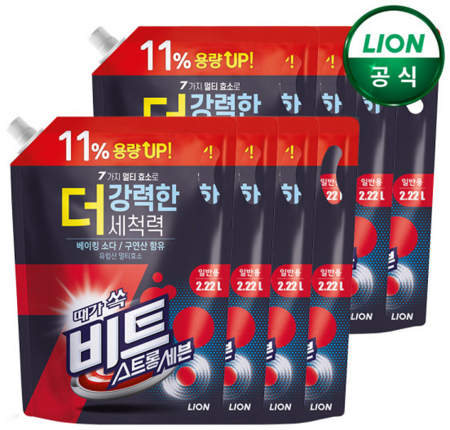 비트 스트롱 세븐 일반용 액상세제 리필, 2.22L, 8개