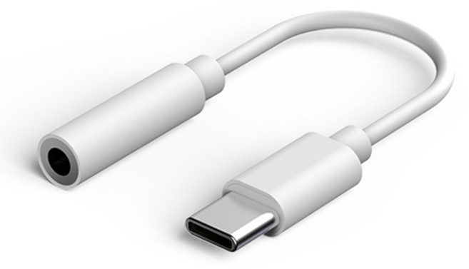 프라임큐 삼성 갤럭시 스마트폰 USB C-3.5mm 이어폰 젠더, 100mm, 화이트, 1개