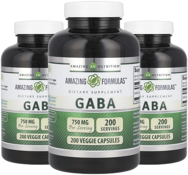 어메이징뉴트리션 가바 GABA 750mg 베지 캡슐 200정 2+1, 3개, 200회분 - 쿠팡