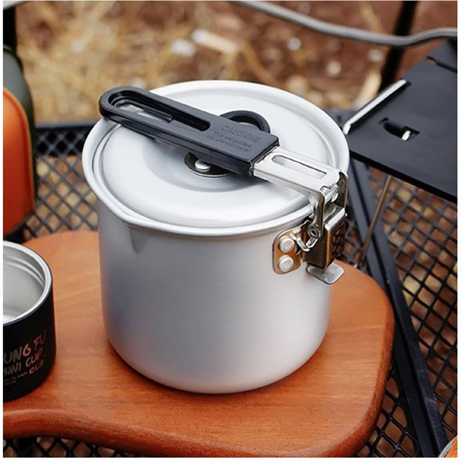 캠핑 코펠 백패킹 1인용 냄비 770ml 경량 153g 접이식 솔로 팟 포터블 쿠커 뚜껑 포함, 1개, 코펠-실버계열