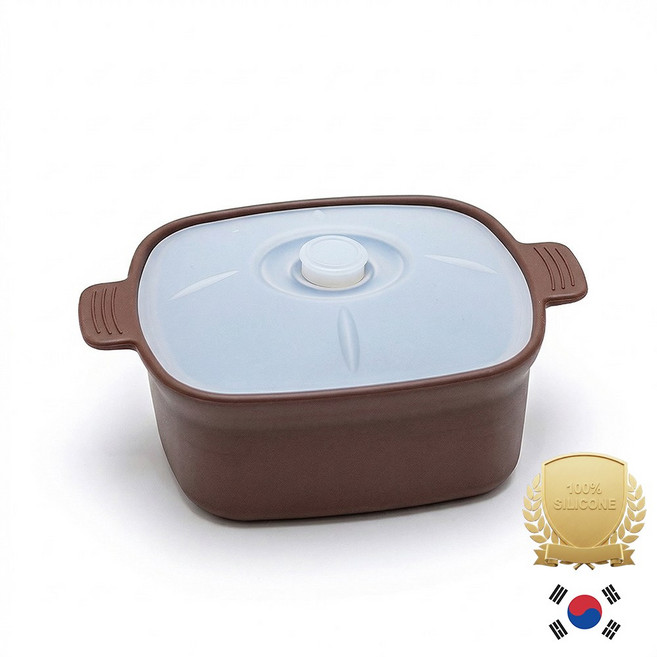 아티즌 쿡 국산 실리콘 계란찜기 전자레인지 용기 내열유리 찜기 주방용품 이유식 용기, 1개, 대형 사각 / 바디:초코 / 뚜껑:반투명