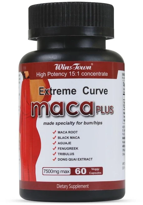 Wins Town 마카 플러스 캡슐 7500mg 빅 부티 인핸서 마카 뿌리 여성용 익스트림 커브용 둔근 부스트 비타민 60개, Wins Town 마카 플러스 캡슐, 7500mg 빅, 1개, 60정 - 쿠팡