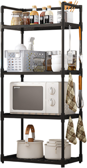 多層置物架 廚房收納架, 黑色, 1個