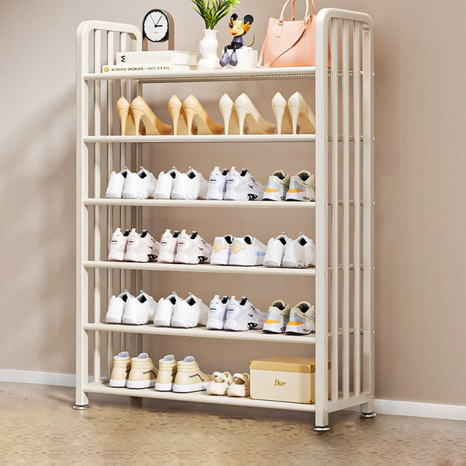 SeekFun 현관 신발장 접이식 철제 신발정리대 5단 6단 초강력 내하중 구조 블랙 화이트 80cm 100cm, 1개, 화이트 80 6단