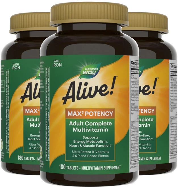 네이쳐스웨이 얼라이브! 맥스 3 데일리 멀티-비타민 포텐시 타블렛, 180정, 3개 - 쿠팡