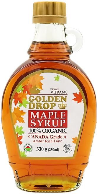 골든드롭 100% 유기농 메이플 시럽 캐나다 A등급 앰버리치 330g, 250ml, 1개