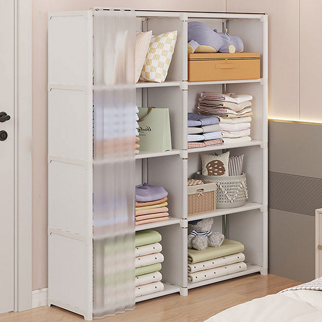 루시비아 다용도 조립식 방진 수납장 수납선반 옷장, 화이트