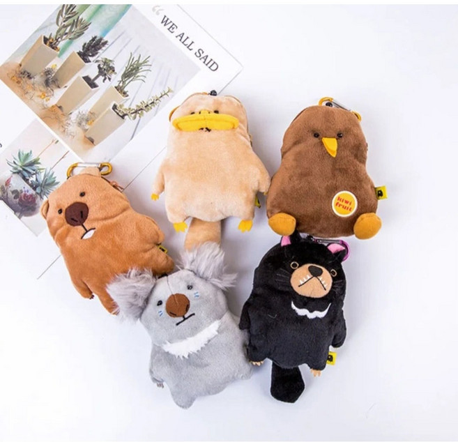 동물친구들 오리 반달곰 웜뱃 키위새 코알라 롤업 카드지갑 동전지갑, 1개