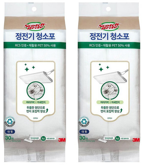 3M 정전기 청소포 대형 30매+10매, 2개